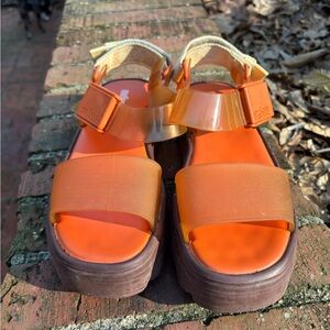 Melissa Orange and Brown Platform Sandals